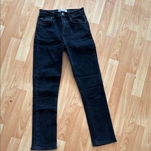 Faded black straight leg jeans by reformation, 23